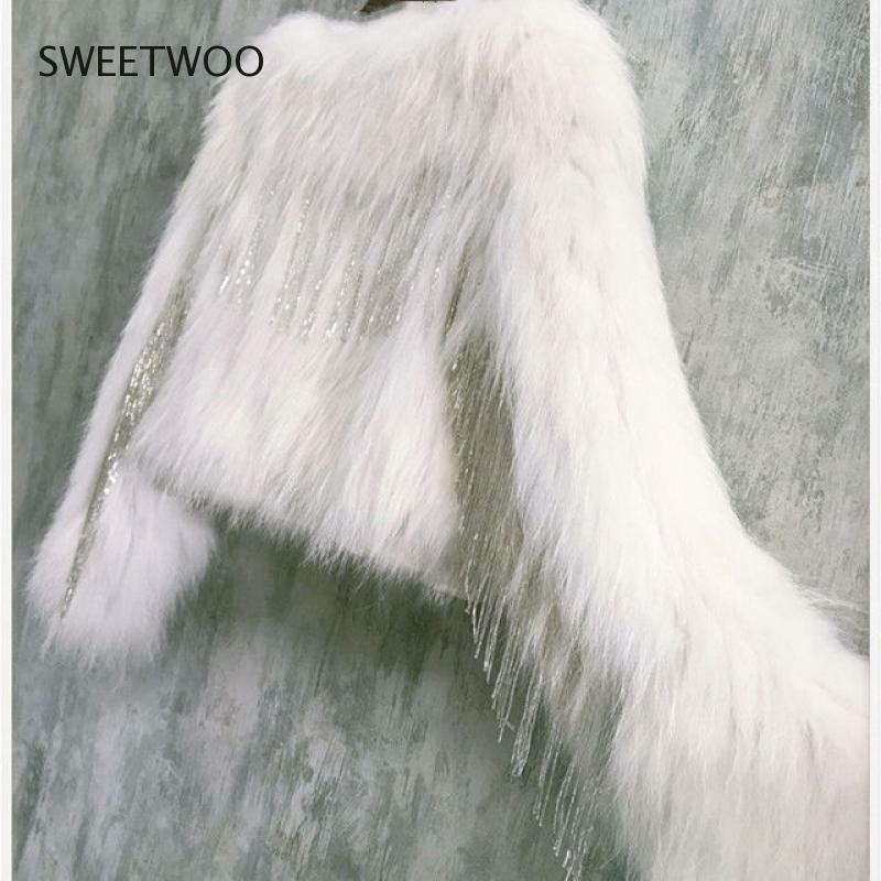 Manteau en fourrure artificielle tressée pour femme, pardessus à glands, à paillettes, de haute qualité, à la mode, collection hiver 2021
