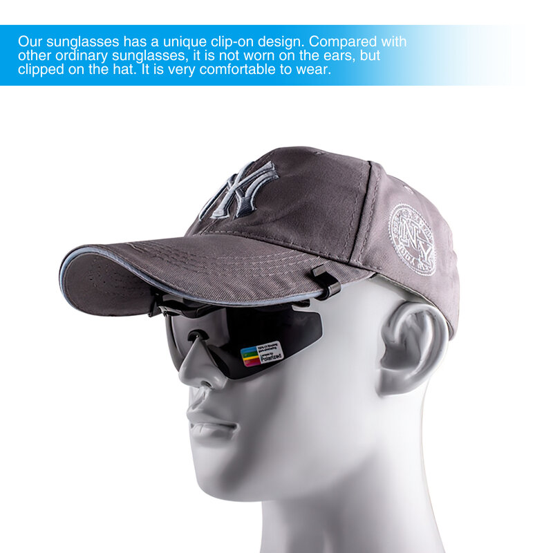 Óculos polarizados de visão noturna para pesca, óculos de sol Clip-On, Sport Clips, Cap, ciclismo, ciclismo, caminhadas Eyewear, UV400