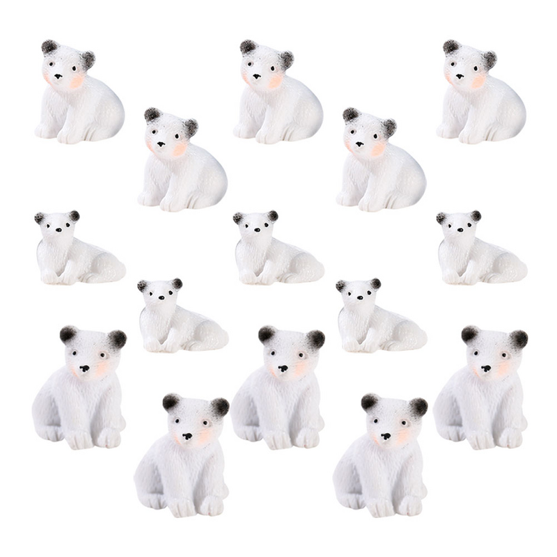 15 Pcs Resin Polar Bear Decor Poultry Ornament Decoration White Model Figurines Succulents Crafts Baby Garden Adornment