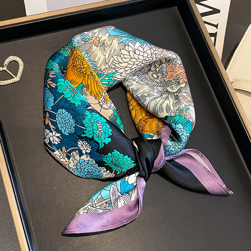 100% reine Seide Schal Hals Haarband quadratische Halstuch Bandana Sommer Marke für Frauen Schal Wrap Hijabs Foulard weibliche Schals