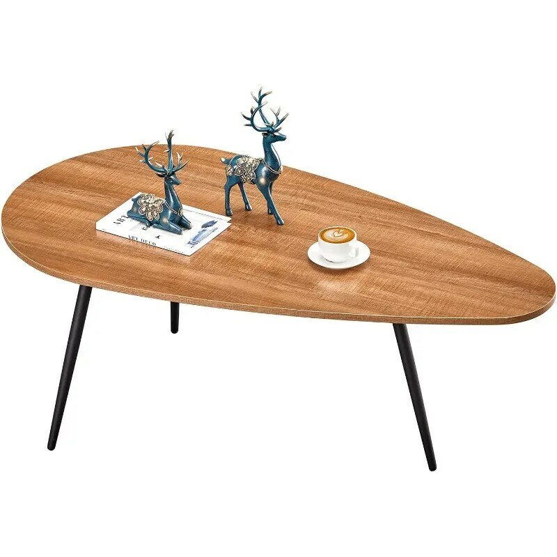 طاولة قهوة ريفية حديثة ، طاولة بيضاوية صغيرة ، منتصف القرن ، مركز أريكة لهجة الرجعية
