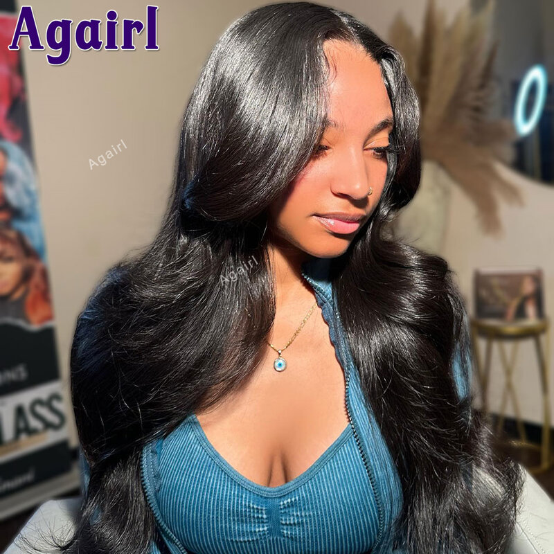 Pelucas de cabello humano con cierre de encaje para mujeres negras, postizo de encaje Frontal 6x4 sin pegamento, color marrón, 200% transparente, 13x6, 13x4