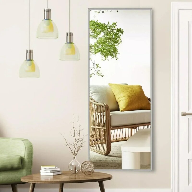 Espejo de longitud completa con soporte, espejo de tocador montado en la pared, cuerpo, muebles de sala de estar, hogar, envío gratis, 64 "x 22"