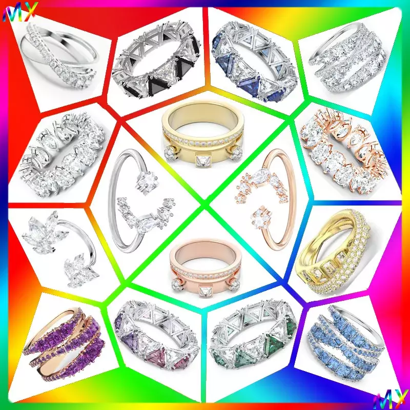SJZ002 크리스탈 매트릭스 Jinma 시리즈 여성용 반지, 스퀘어 블루 반지, 크리스마스 선물, 절묘한 반지, 무료 배송