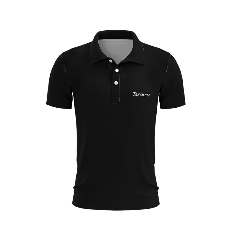 Men's Art Font impresso Golf Shirt, Golf Sportswear, Top Secagem Rápida, Marca de Luxo, Short Sleeve Clothing, Verão