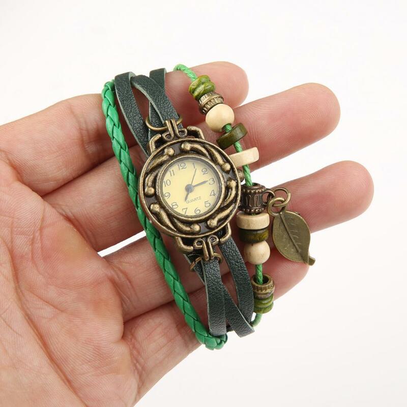 Quartz Wijzerplaat Lederen Band Polshorloges Vintage Faux Lederen Tree Leaf Quartz Polshorloge Polshorloge Retro Armband Horloge