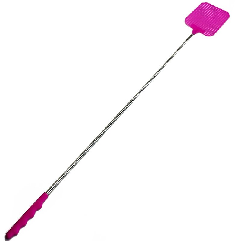2X Flyswatter Fly Tapper Mosquito Insects Swatter Telescopic Up To 73 Cm Pink