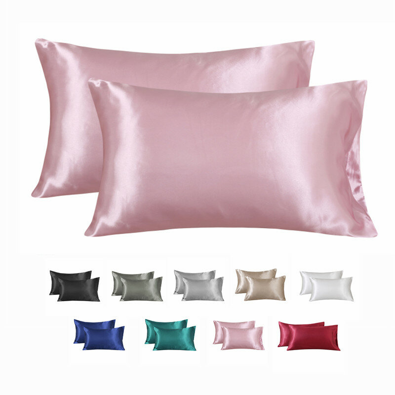 Pure Emulation Silk Satin Pillowcase Comfortable Pillow Covers Decorative Pillowcase for Bed Throw Single Pillow Covers