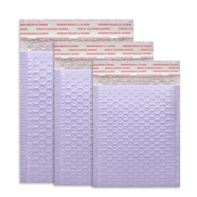 폴리 패딩 봉투, 밝은 보라색 버블 우편물, 충격 방지 포장 용품, 보석 자체 밀봉 버블 백, 10 개