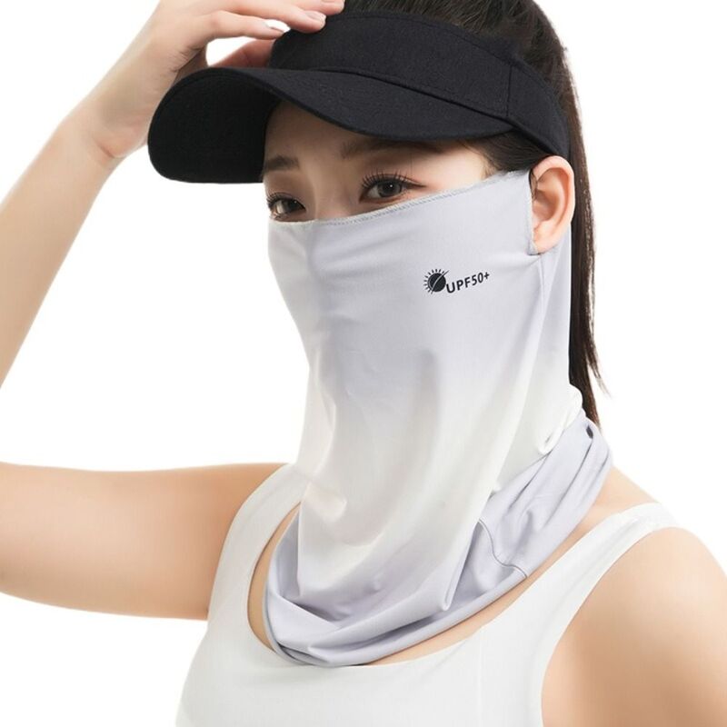 Máscara facial de seda de hielo con letras, protección solar, protector solar para pesca, velo facial transpirable, máscara de conducción