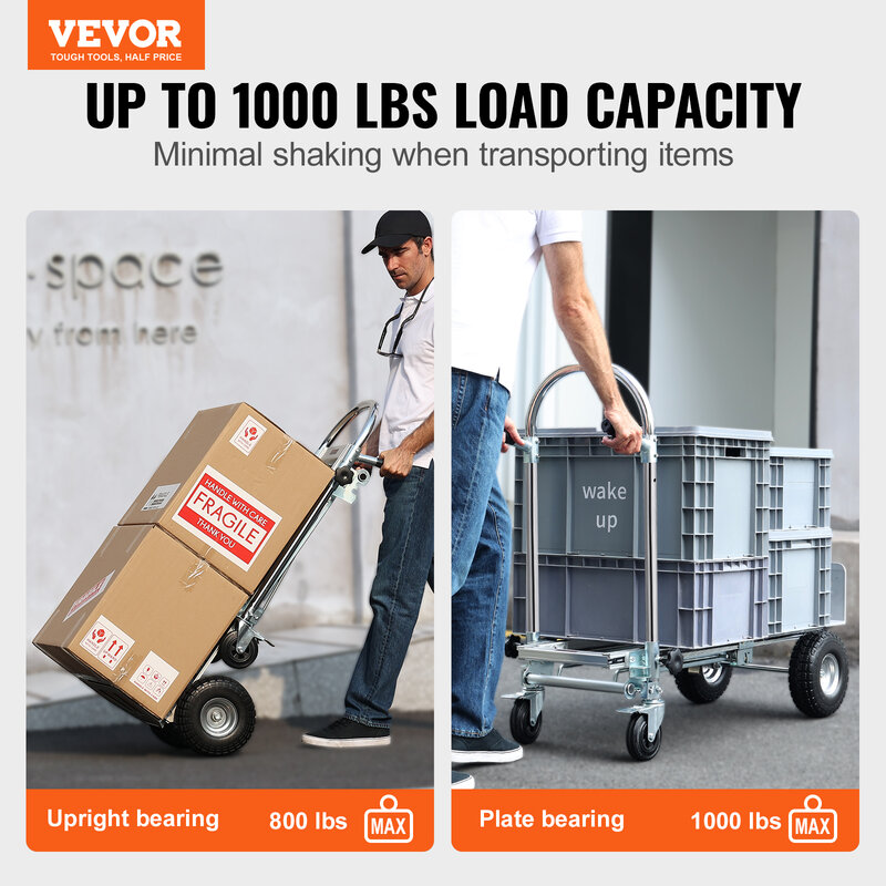 VEVOR-Alumínio Folding Hand Truck, Industrial dobrável Dolly Cart, adequado para transporte e movimentação em armazém e supermercado