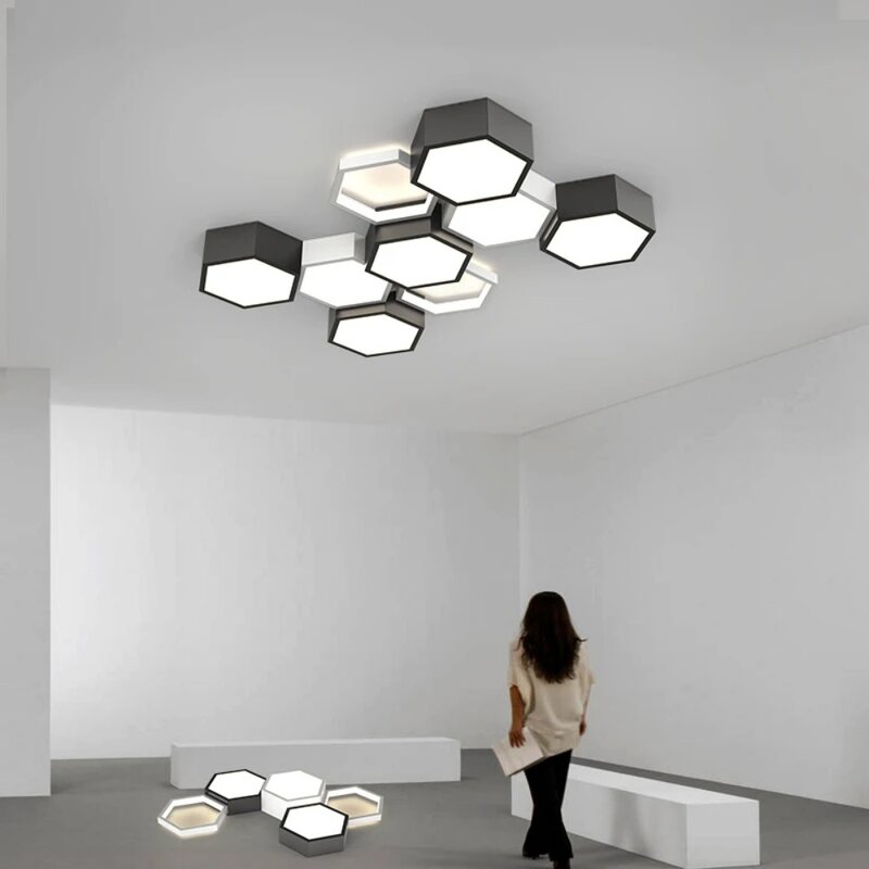 โคมไฟเพดานสามเหลี่ยมบางเฉียบสำหรับห้องรับแขกห้องนอน, โคมไฟระย้า LED สำหรับบ้านโคมระย้าบนเพดาน