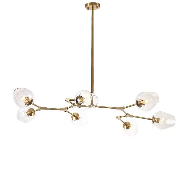 Нордическая молекулярная люстра E27 для гостиной, светодиодная Подвесная лампа черного и золотого цвета, металлическое освещение для домашнего декора, стеклянный потолочный светильник