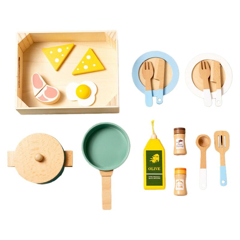 Zestaw garnek do gotowania do zabawy w kuchni edukacyjny Montessori udaje, że gra dla mebli dekoracje krajobrazowe prezent rękodzieło urodzinowe
