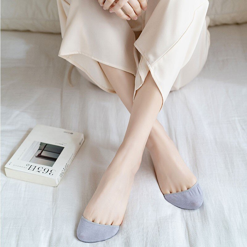 Calcetines náuticos invisibles de seda de hielo para mujer, de Color sólido medias cómodas y transpirables, simples, tendencia de moda, B122, novedad de verano