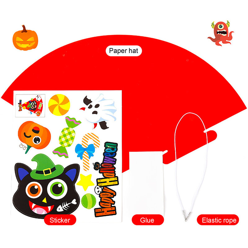 Halloween Hat Crafts Kit 1pcs Halloween DIY Party Hats Multicolor 8.66inchx 5.91inch Party Decorations Kids Accessories 2022
