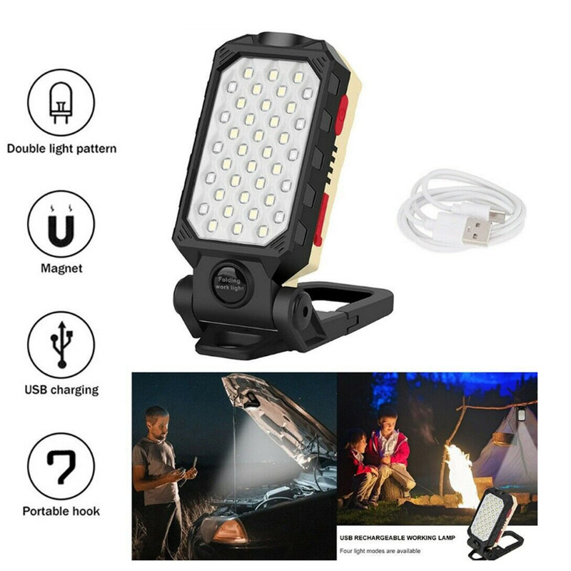 Multi-function work light floodlight built-in battery magnetic suction can be suspended power display flashlight glare repair
