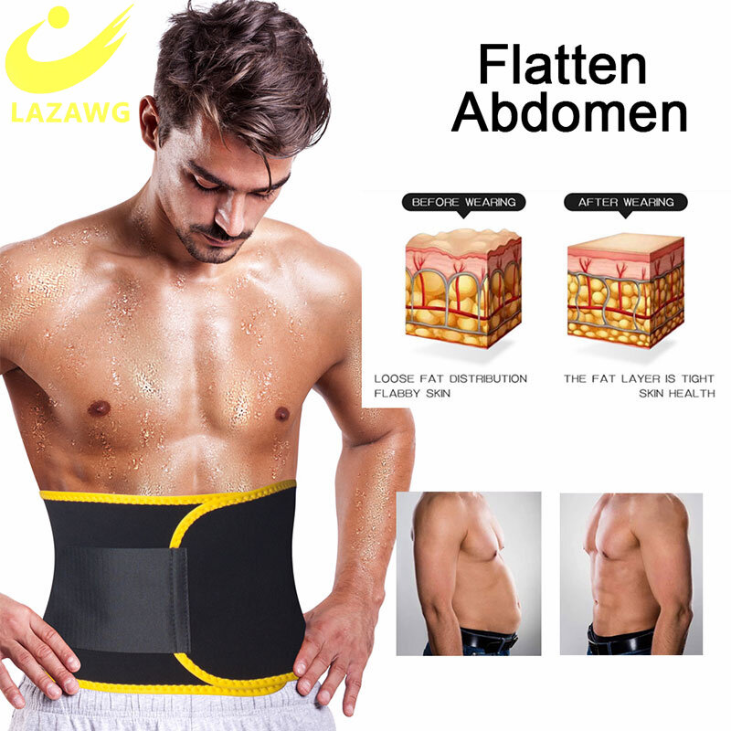 Lazawg Mannen Taille Trainer Trimmer Sauna Zweet Riem Buik Korsetten Control Sport Brander Workout Gewichtsverlies Afslanken Body Shaper