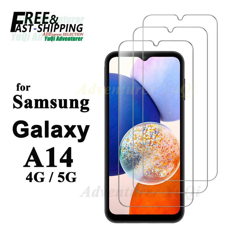 Protetor de tela para Samsung Galaxy A14, 5G, 4G, vidro temperado, HD, Crystal Clear, 9H, alto alumínio, coleção anti-risco, frete grátis