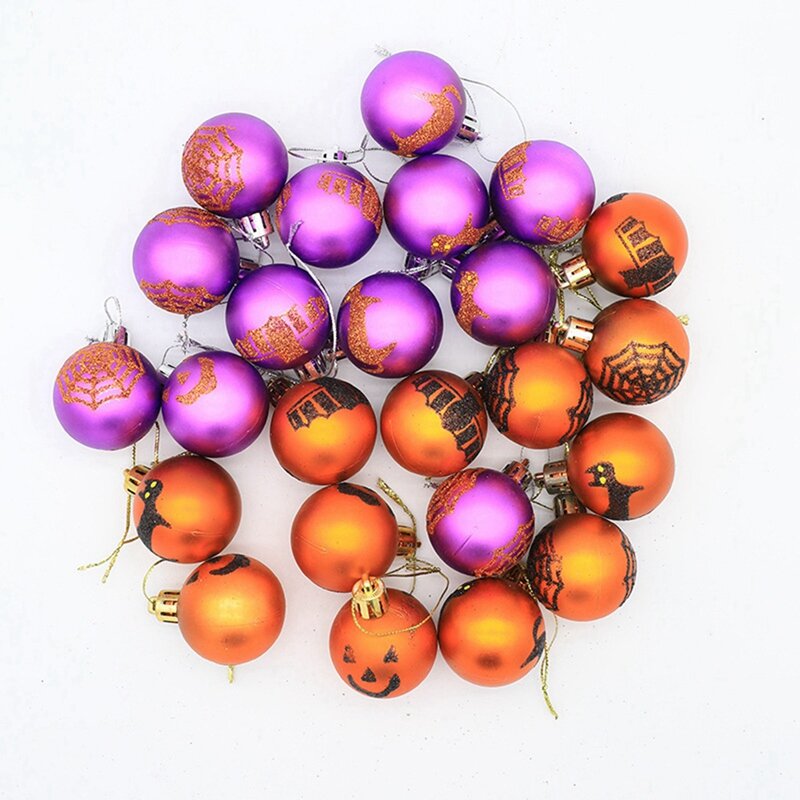 Halloween Ball Oranment Halloween Tree Decor Hanging Glitter Ball Decorations Home Party Supplies Ghost Ball Decorations