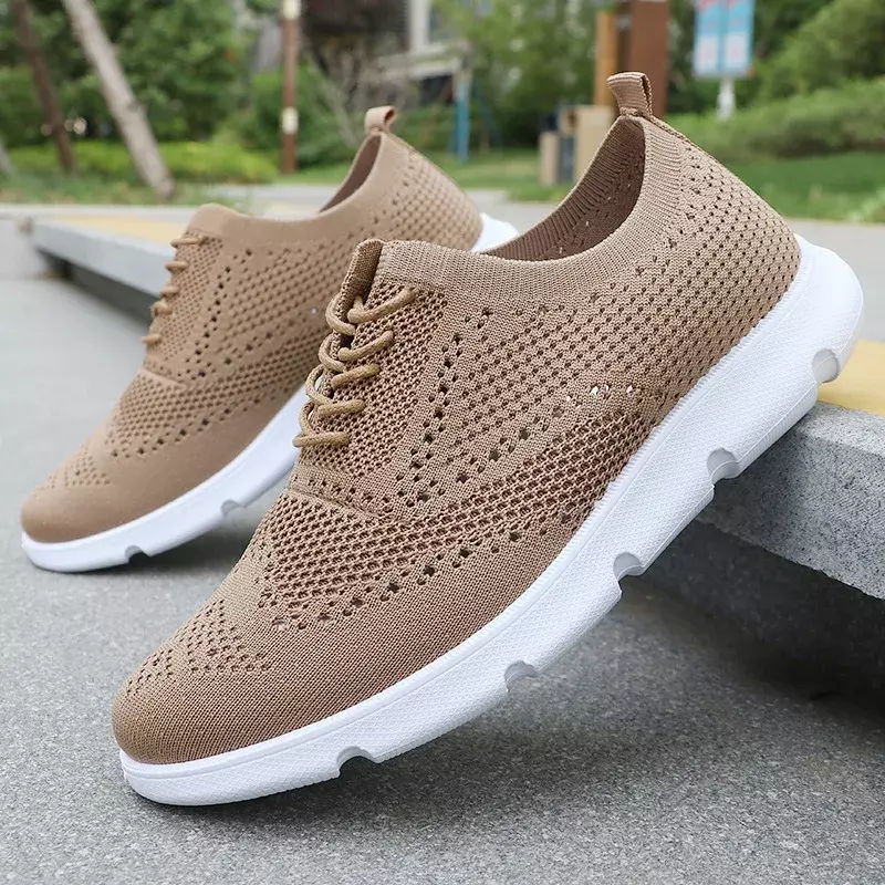 Summer New Men's Lightweight Lace up Casual Shoes Breathable Mesh Sports Running Shoes Lefu British Men's Shoes