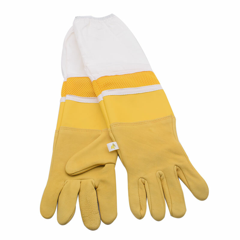 Durable Breathable Beekeeping Gloves, Protect Gloves for Beekeeper Apiculture, Sheepskin Vented Long Sleeves，Beekeeping Tools