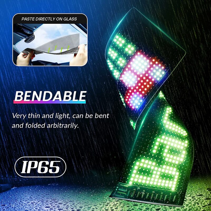 โฆษณาแผงเมทริกซ์ LED ป้ายไฟ LED แบบกลิ้งได้ USB 5V ควบคุมด้วยแอปบลูทูธไฟสัญญาณ LED สามารถตั้งโปรแกรมได้