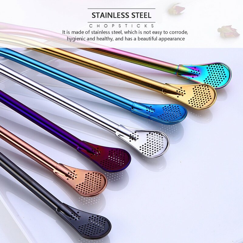 304 Stainless Steel Filter Straw Mixing Spoon Straw Filter Straw Straws For Drinks Kitchen Accessories трубочки для напитков