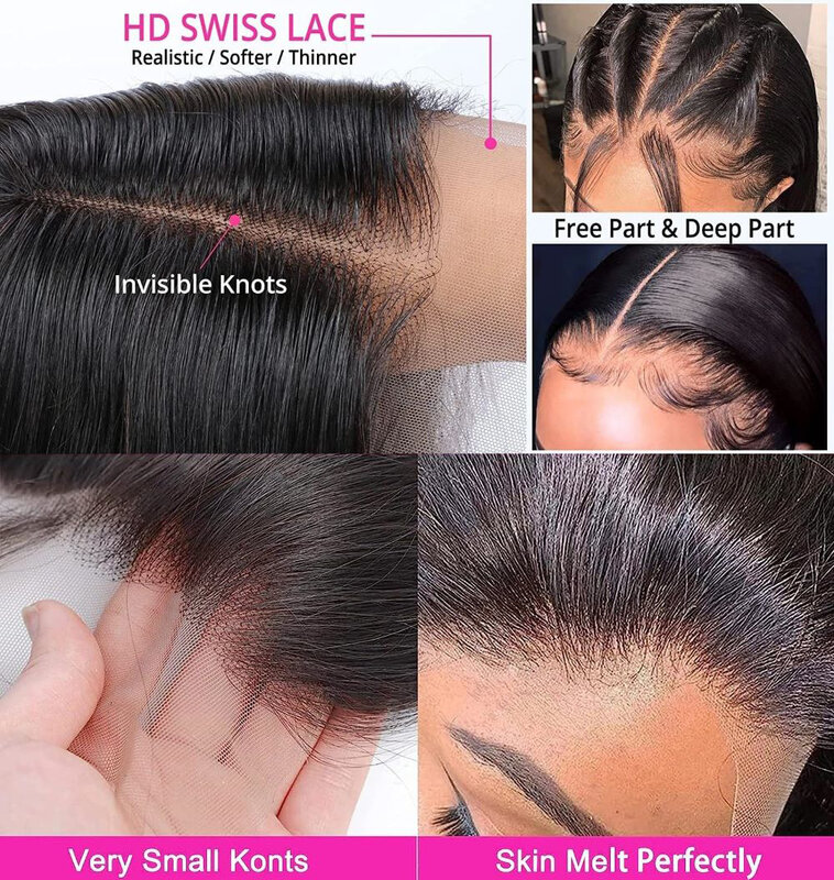 Bezklejowa peruka boba 13x4 prosta peruki typu Lace front do damskie ludzkie włosy 100% włosy brazylijskie naturalne nieprzetworzone darmowa wysyłka