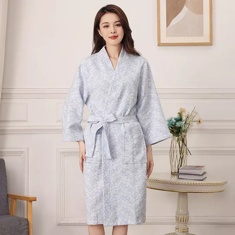 Women's Soft Cotton Toweling Terry Hotel Shower Robes White Long Sleeve  Bathrobe For Home Wear Nightgowns For Sleeping