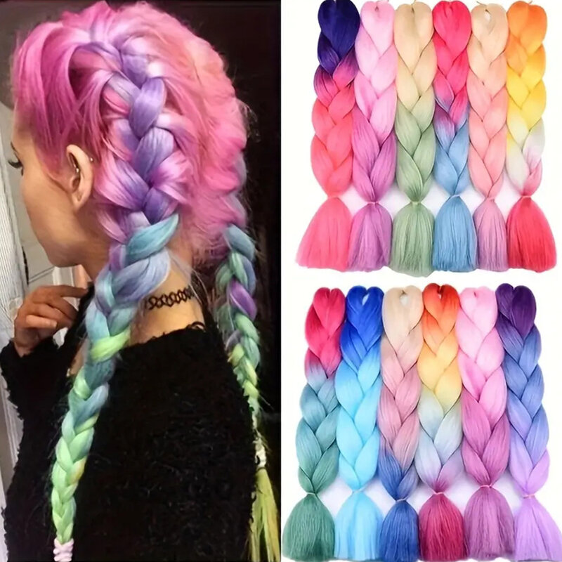 Włosy syntetyczne do warkoczy kolorowe szydełkowe warkocze włosy Jumbo Box warkocz włosy dla kobiet DIY do włosów styl fioletowy 1 sztuka/paczka