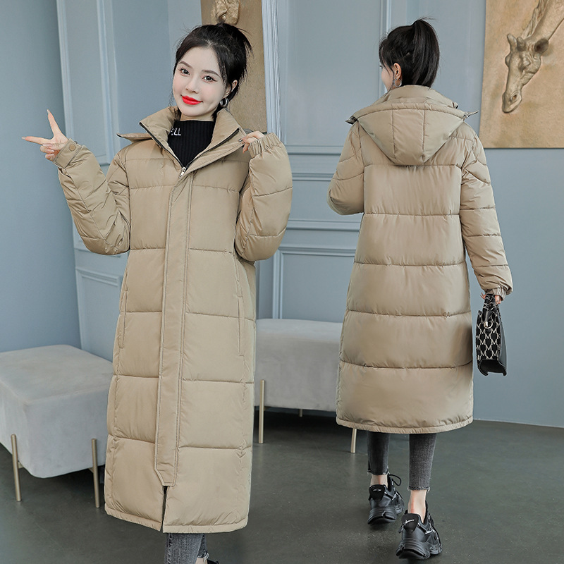 Jaqueta de algodão de baixo longo feminino, terno quente espesso, Parkas soltas espessadas, acima do joelho, nova, outono e inverno, 2022