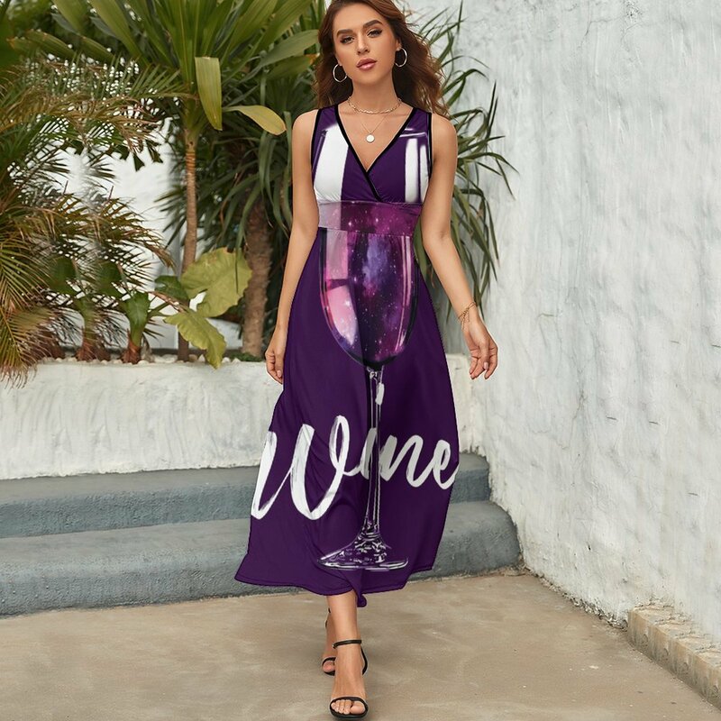 Wine Lover Galaxy Space Design Sleeveless Dress birthday dress for women dresses korean style