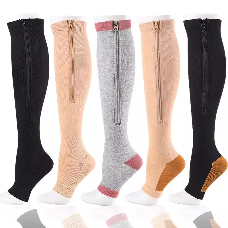 Компрессионные носки на молнии для мужчин и женщин, модные однотонные для йоги с открытым носком, мягкие спортивные хлопковые для спортивного зала, танцев, пилатеса