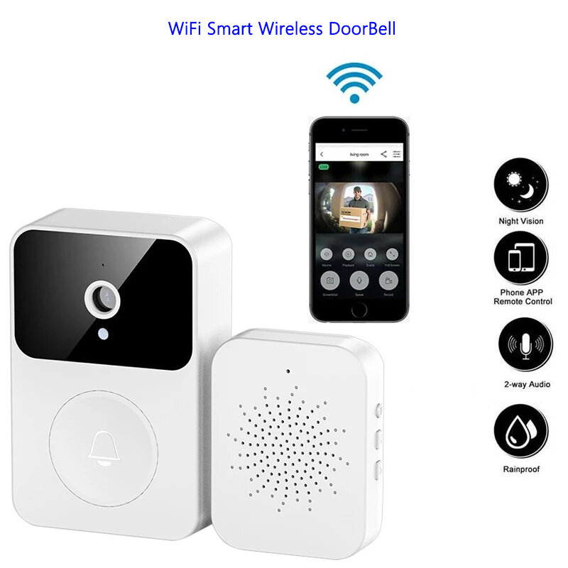 X9 Intelligent Wireless Visual Doorbell Remote Monitoring Video Intercom HD Night Vision Capture Rechargeable Built-in Battery