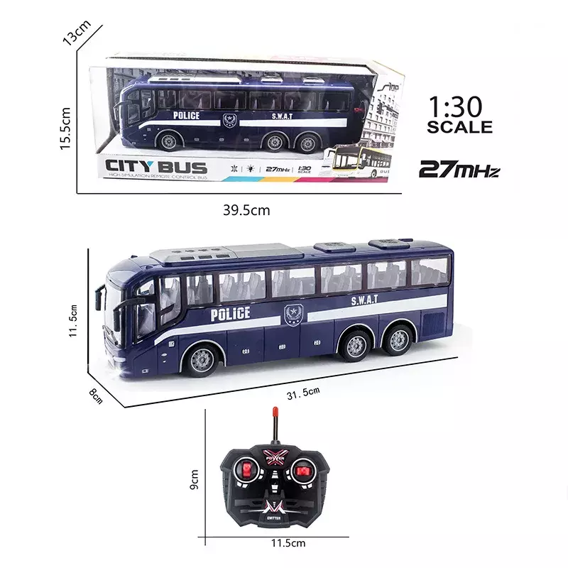 4CH 전기 무선 원격 제어 버스, 가벼운 시뮬레이션 스쿨버스 투어 버스 모델 장난감
