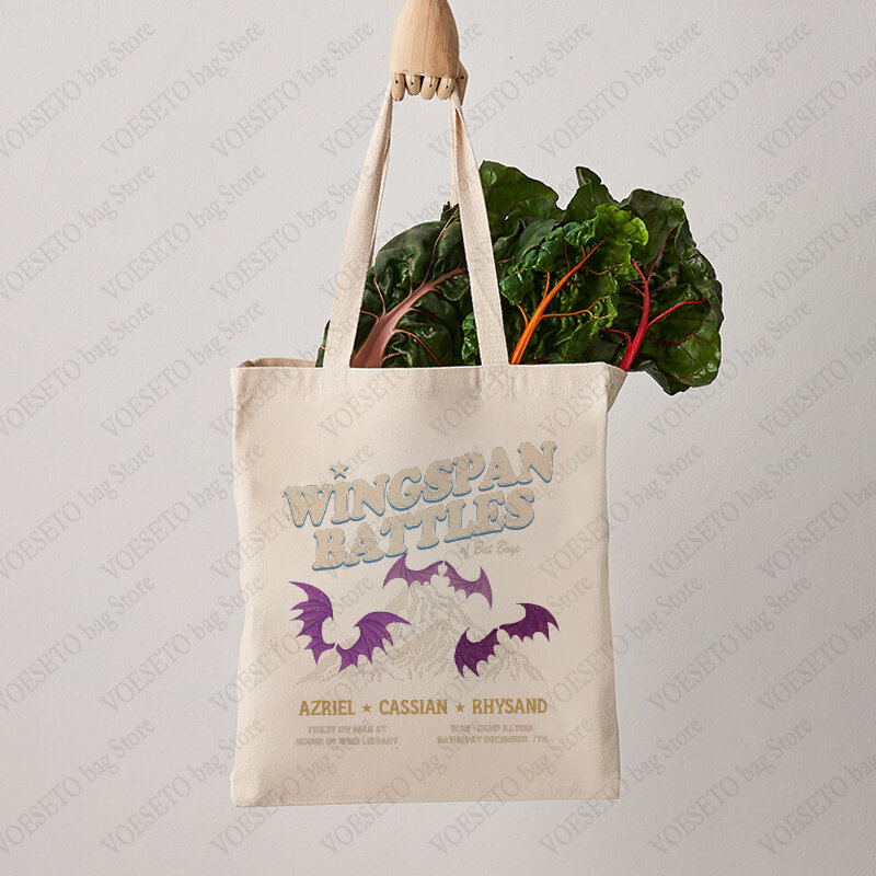 Wingspan Bat Boys Pattern Tote Bag Trendy Folding Canvas Shoulder Bags for Travel Daily Commute Women's Reusable Shopping Bag