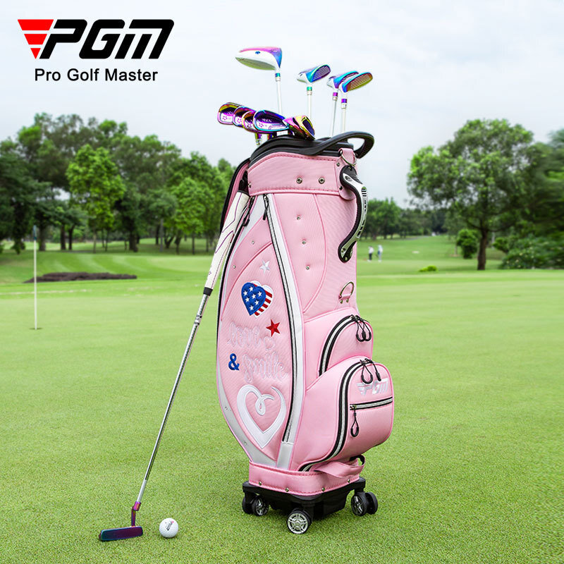 PGM-女性用伸縮式ゴルフボールパッケージ,クラブバッグ,防水ナイロン,4輪カバー,卸売り,qb135