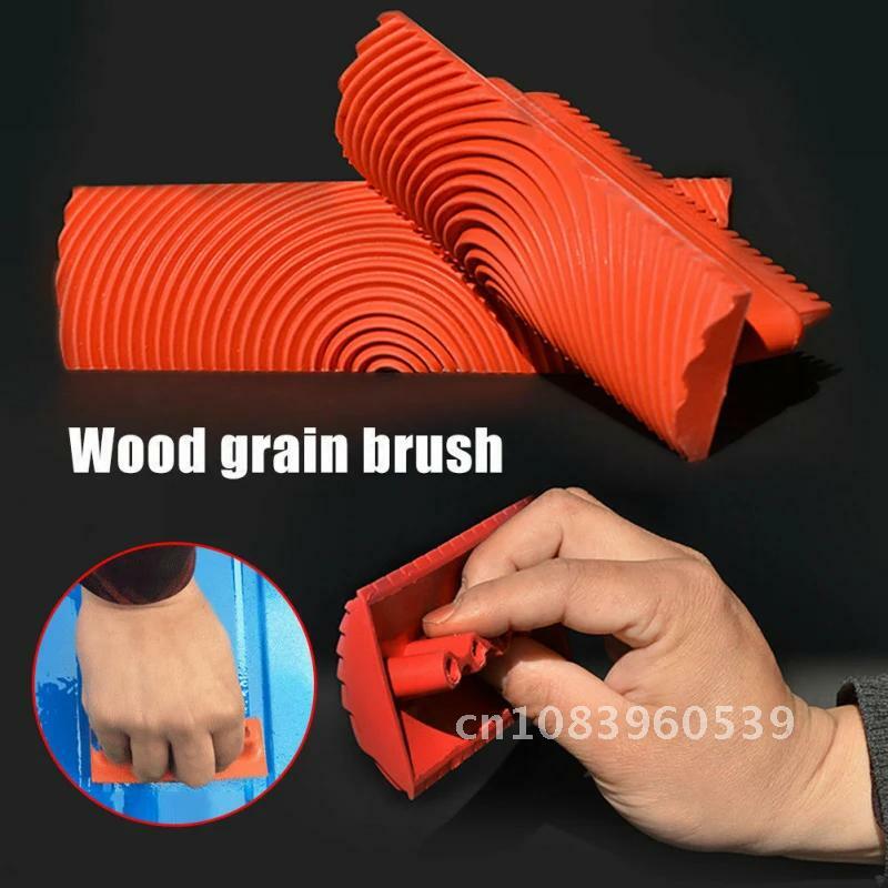 2 Pieces DIY Wood Grain Painting Tool Imitation Wall Texture Brush Roller Rubber Wood Graining Paint Brush Home Decor