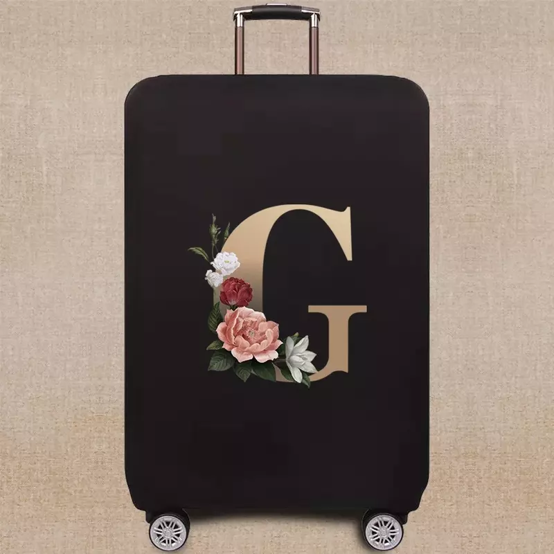 Reizen Koffer Bagage Beschermhoes Goud Brief Naam Patroon Voor 18-28 Inch Trolley Cover Elastische Travel Accessoires