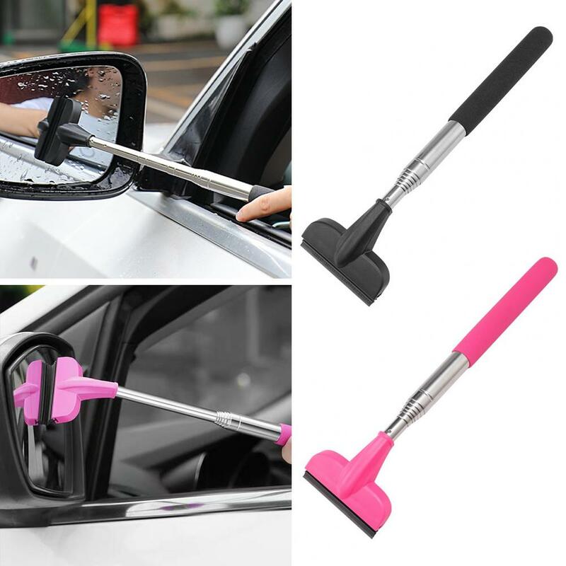 Limpador de espelho de carro retrátil Limpador de espelho de carro Telescópico Car Side Mirror Rodo com Punho Longo, Natural para Auto