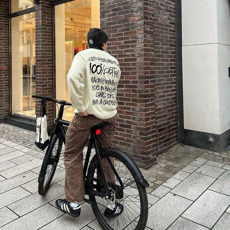 Pull Harajuku décontracté en coton pour homme et femme, pull tricoté avec lettres graphiques, style Hip Hop, Streetwear, unisexe, collection hiver