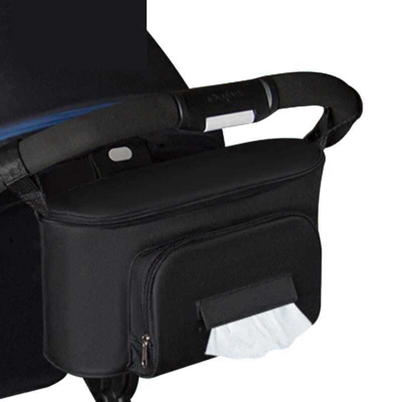 Черный органайзер для детской коляски, Вместительная дорожная сумка для мам, подвесной держатель для бутылки, аксессуары для детских подгузников