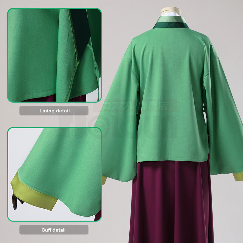 HOLOUN-Peluca de disfraz de Anime Maomao, falda elástica, parte superior verde, rosa, red de fibra sintética, regalo de fiesta