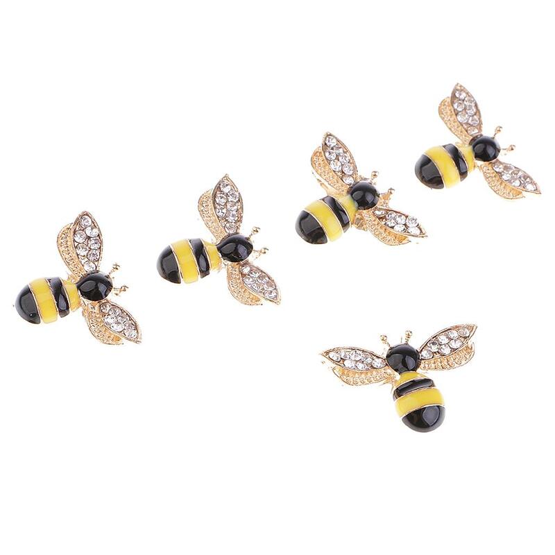 Botones planos de diamantes de imitación de aleación en forma de abeja, accesorios, 25mm, 5 piezas