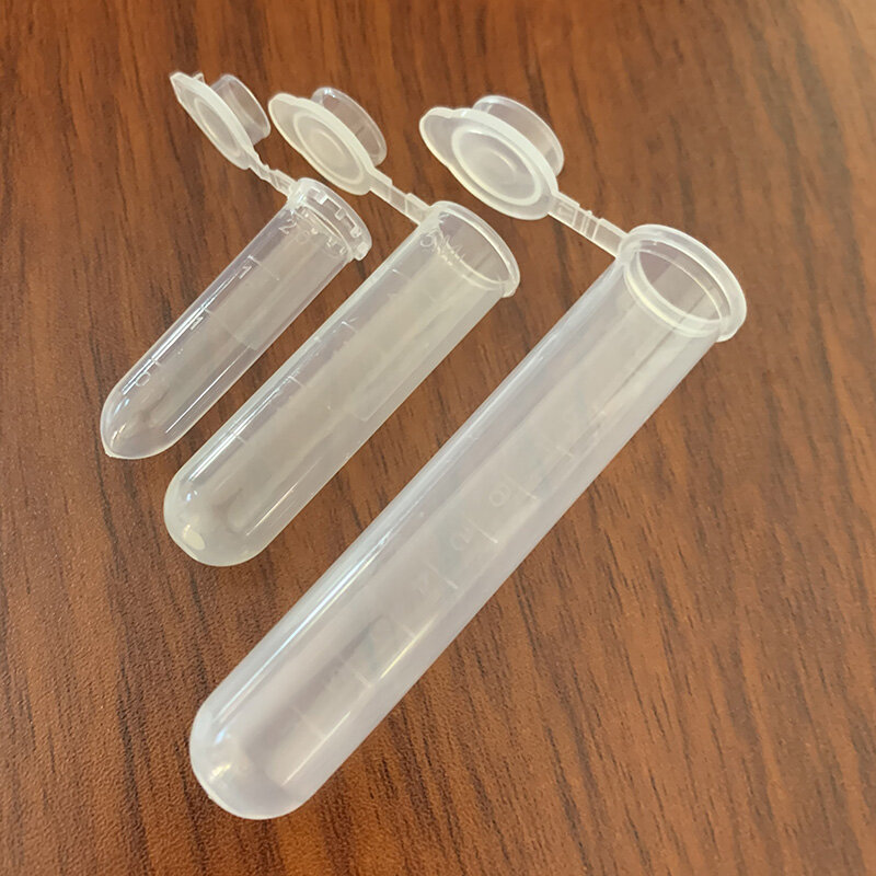 Tube à centrifuger en plastique transparent avec couvercle, micro tube à essai, clip pour échantillon, fournitures de laboratoire, 2ml, 5ml, 10ml, 10 pièces
