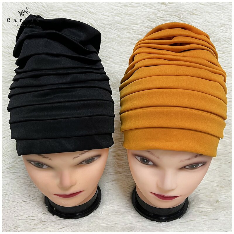Elegante Chapéus Turbante com Frisado para Mulheres, Índia Cachecóis, Cabeça Envolto, Headband para Menina, Acessórios para Cabelo para Senhora, Alta Qualidade, Boné Mais Novo, 1 Dúzia
