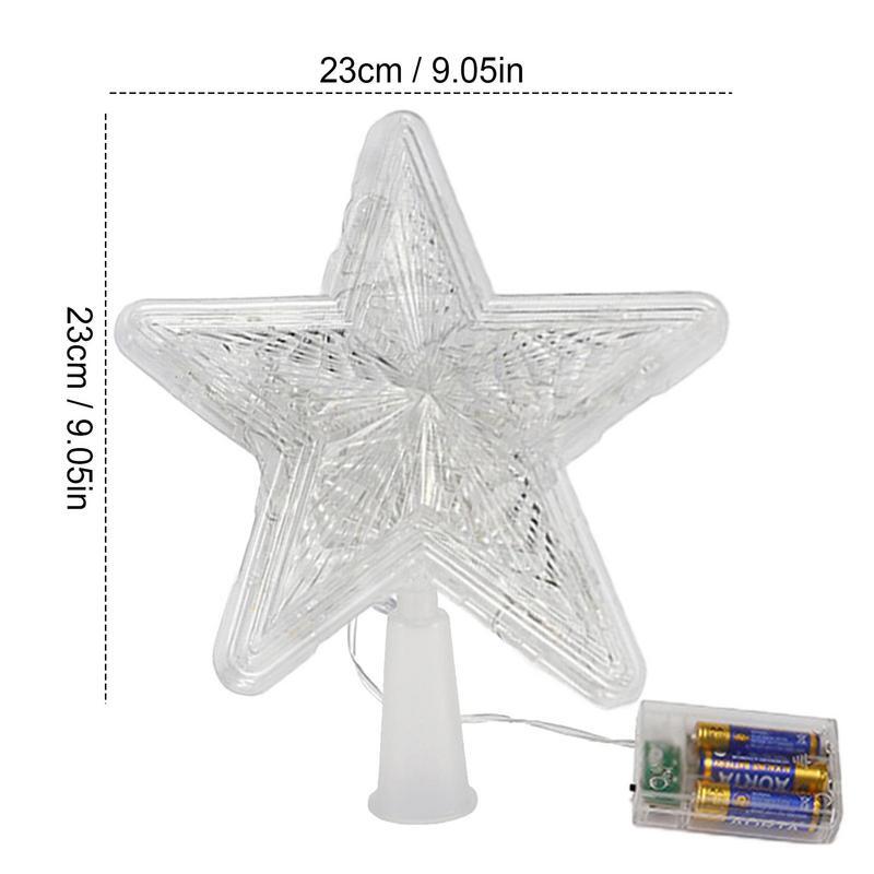 Estrella de árbol de Navidad con pentagrama iluminado LED, estrella de árbol de Navidad a prueba de polvo, adornos de árbol brillantes, decoración de fiesta de año nuevo