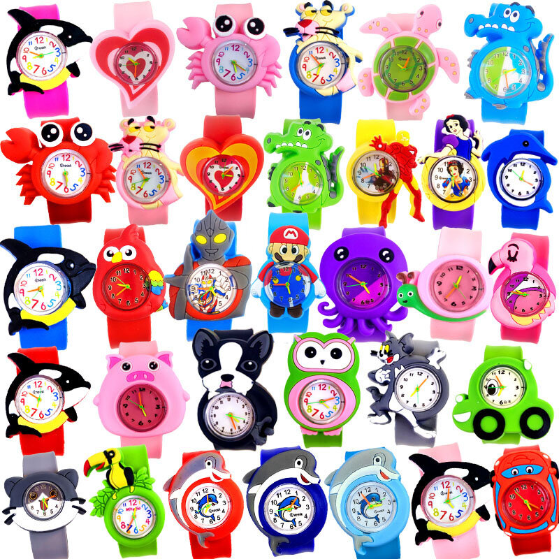 Wholesale 100 Kinds of 3D Cartoon Turtle/pony/dolphin/princess/bird/leopard/racing/dinosaur Watches for Boy Girl Children Watch