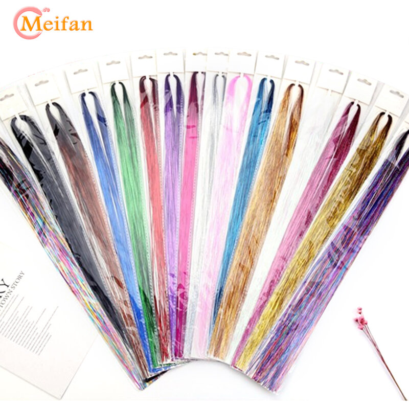 MEIFAN-cinta sintética brillante, extensiones de cabello con Clip de arcoíris de colores, trenzas de Hip Hop, coletas, rastas, accesorios para el cabello